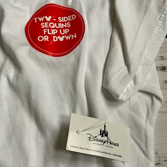 Disney White Glitter Mickey Mouse Women’s Tee - Picture 6 of 6